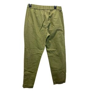 J Crew Linen Cotton Blend Pants Olive Green Elastic Waist Cropped Women 30-34